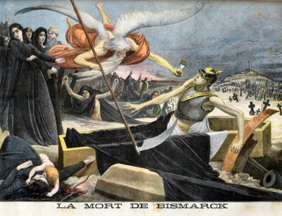 Alegoría sobre la muerte de Bismarck, ilustración del suplemento ilustrado de Le Petit Journal de French School