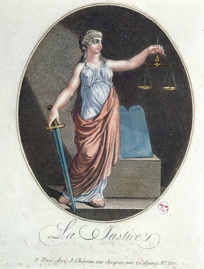 Alegoría de la Justicia, publicada por J. Chereau, París, 1792 de French School