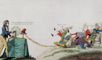 Alegoría de la Revolución Francesa eliminando todos los tronos de los ladrones coronados de French School