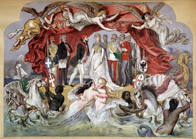 Alegoría de la inauguración del Canal de Suez el 17/11/1869 de French School