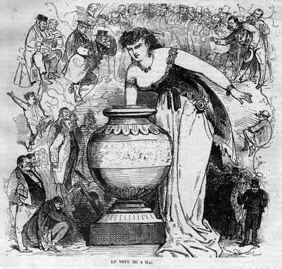 Alegoría del plebiscito del 8 de mayo de 1870, último plebiscito organizado bajo el Segundo Imperio. de French School