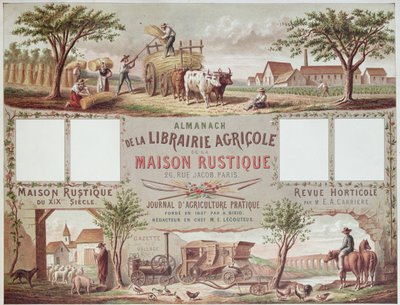 Almanaque que ilustra métodos tradicionales y modernos de agricultura, c.1870-80 de French School