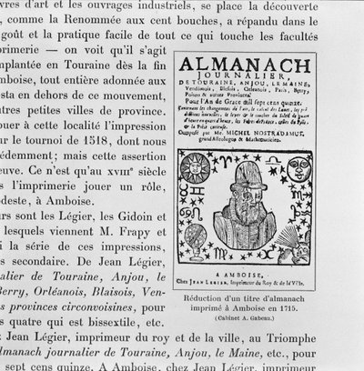Almanaque hecho por Michel de Nostradame (Nostradamus) (1503-66) 1715 de French School