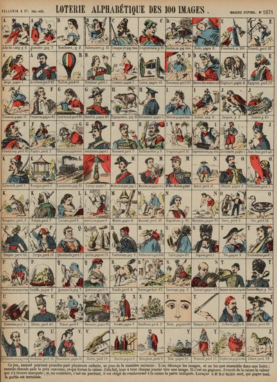 Lotería alfabética de cien imágenes de French School