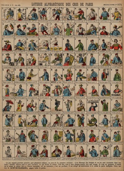 Lotería alfabética de los gritos de París de French School
