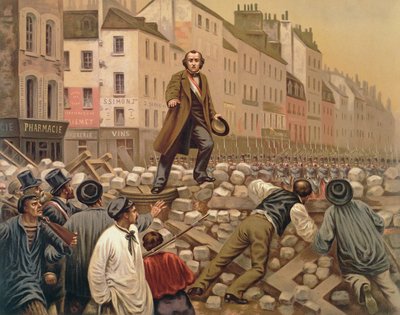 Alphonse Baudin en la barricada de Faubourg Saint-Antoine, 3 de diciembre de 1851 de French School