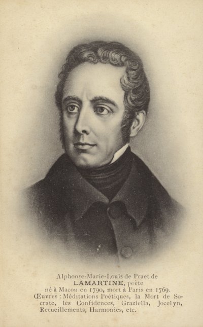 Alphonse de Lamartine (1790-1869), escritor, poeta y político francés (litografía) de French School
