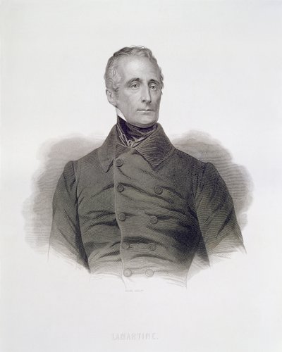 Alphonse de Lamartine, grabado por Pierre Pelee de French School