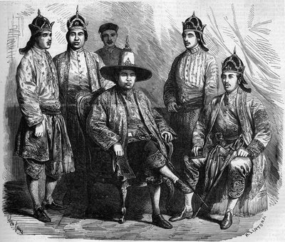 Embajadores de Siam (Tailandia) durante su visita a París en 1858. Grabado en 