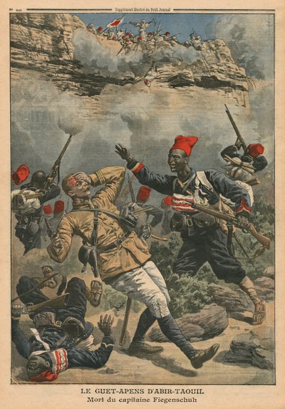Emboscada en Abir-Taouil, muerte del Capitán Fiegenschuh, ilustración de 