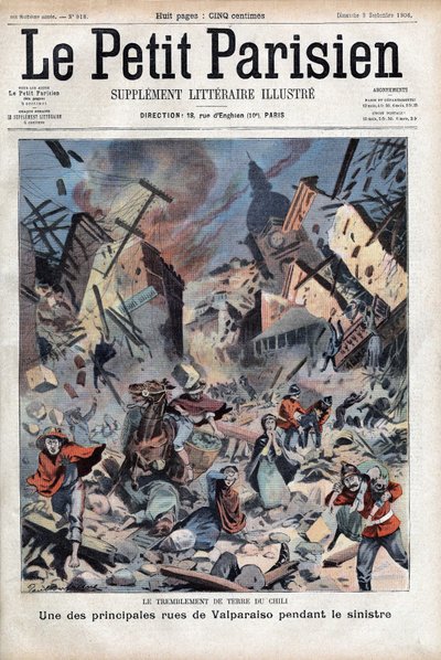 Un terremoto de 8.2 en la escala de Richter mató a 3,000 personas e hirió a 20,000 en Valparaíso, Chile, el 16 de agosto de French School
