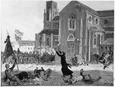 Un levantamiento en la plaza del ayuntamiento de Fourmies, ilustración de Le Monde Illustré, 9 de mayo de 1891 de French School