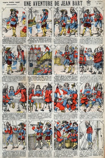 Una aventura de Jean Bart (1650 - 1702), corsario francés. Imagen de Épinal de finales del siglo XIX de French School
