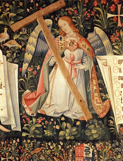 Un ángel llevando la cruz, de un tapiz que representa ángeles con los instrumentos de la Pasión, Taller del Loira de French School