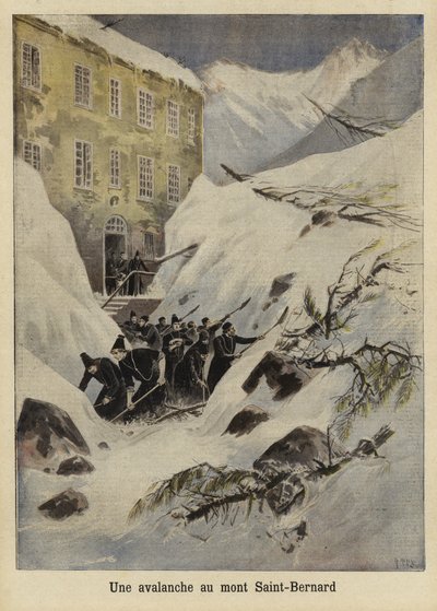 Una avalancha en el Paso del Gran San Bernardo, Suiza, 1897 de French School