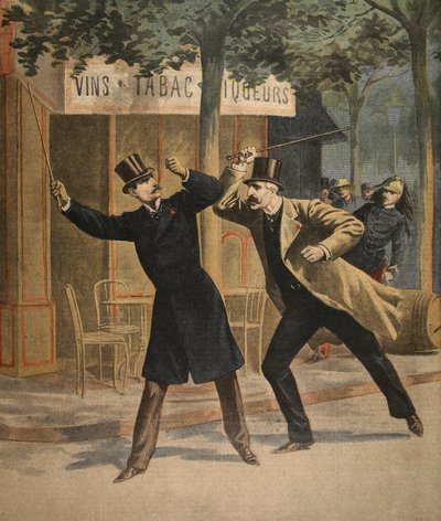Un incidente entre Esterhazy y Picquart, ilustración de Le Petit Journal: Supplement illustre, 17 de julio de 1898 de French School