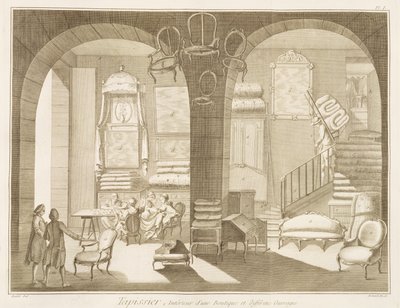 Tienda de un tapicero, de la Encyclopedie des Sciences et Metiers de Denis Diderot (1713-84) publicada c.1770 de French School