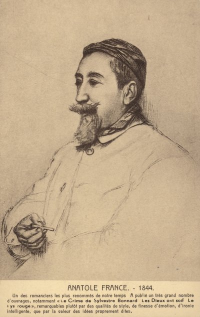 Anatole France (1844-1924), poeta, periodista y novelista francés (litografía) de French School
