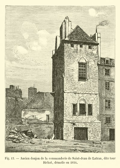 Antigua torre de la encomienda de Saint-Jean de Latran, llamada torre Bichat, demolida en 1854 de French School