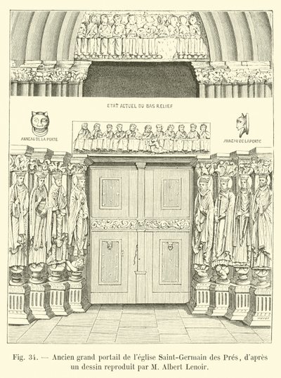 Antiguo gran portal de la iglesia Saint-Germain des Prés, según un dibujo reproducido por M Albert Lenoir de French School