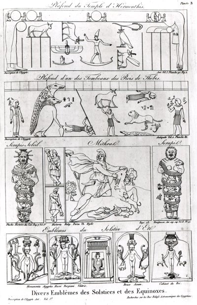 Ilustraciones y símbolos religiosos y astronómicos del Antiguo Egipto y Persia de French School
