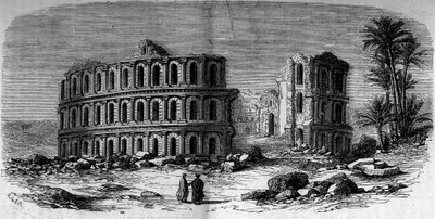 Arquitectura antigua: anfiteatro romano (siglo III) en El Djem (El Jem), Túnez de French School