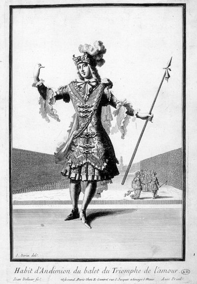 Traje de Andimion del ballet del Triunfo del Amor - grabado de French School