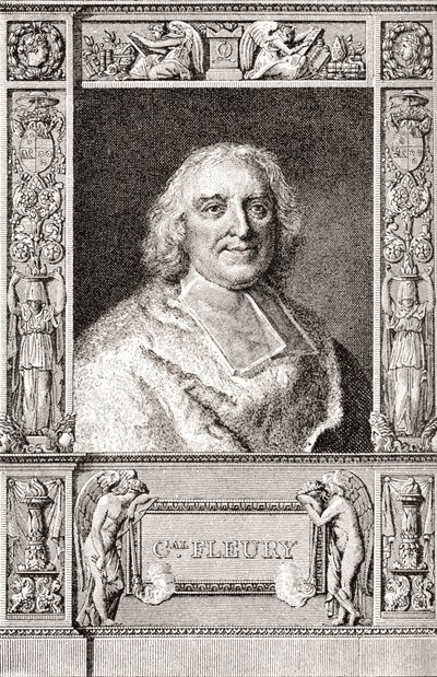 André-Hercule de Fleury, Obispo de Fréjus, 1653-1743. Cardenal francés y ministro principal de Luis XV. De Les Heures Libres publicado en 1908 de French School