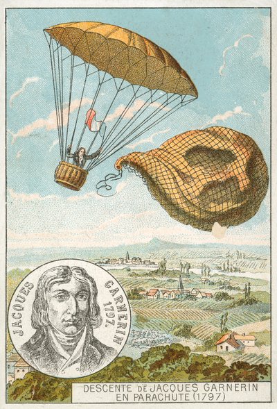 Andre-Jacques Garnerin descendiendo de un globo en paracaídas de French School