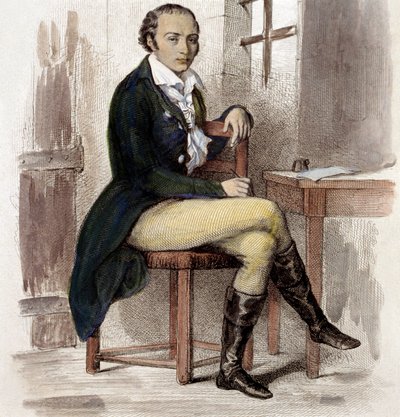 André Chenier (grabado en color) de French School
