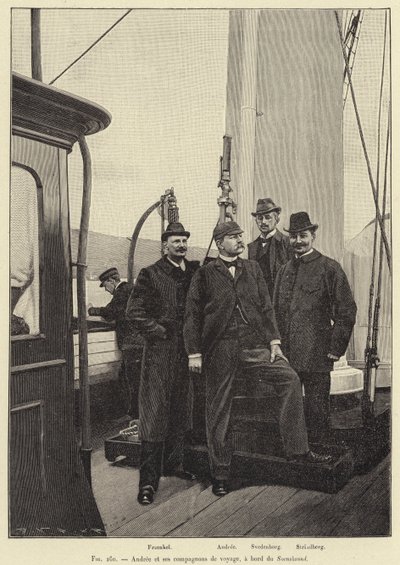 Andree y sus compañeros de viaje, a bordo del Svensksund de French School