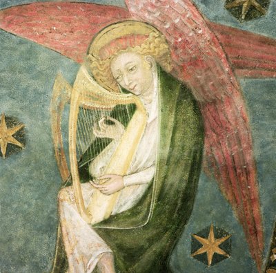 Ángel músico tocando un arpa (detalle) de French School