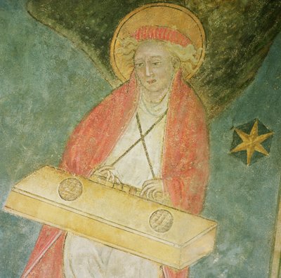 Ángel tocando un clavicordio (detalle) de French School