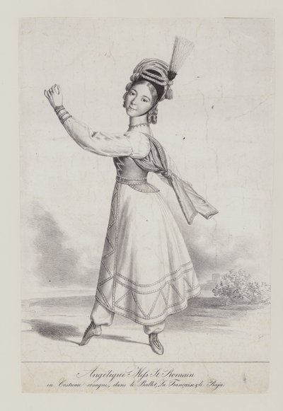 Angelique St Romain Mees en traje cosaco para el ballet La Francaise et le Raja de French School