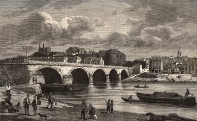 Angers - Maine-et-Loire en la región Pays de la Loire - grabado en "France illustree: geografía, historia, administración estadística" por V.-A. Malt-Brown. 1884 de French School