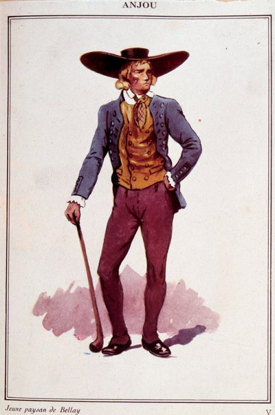 Trajes de campesinos de Anjou. Grabado del siglo XIX. París, Artes decorativas de French School