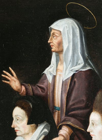 Anne Aubery y su Protector, (detalle). Tríptico de Aubery de French School