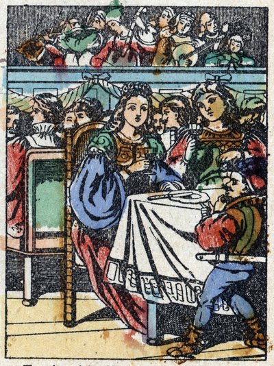 Ilustración anónima para "La bella durmiente", cuento de Charles Perrault (1628-1703), escritor francés. Grabado en madera de Imaging Pellerin - Epinal, finales del siglo XIX. de French School