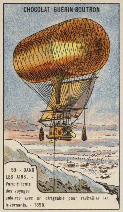 Anthony Varicle volando su dirigible a Alaska para reabastecer a los buscadores de oro que pasan el invierno de French School
