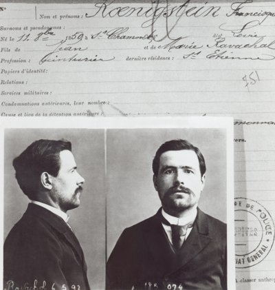 Formulario antropométrico de François Claudius Koenigstein, llamado Ravachol (1859-92) de French School