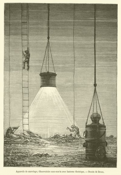 Aparatos de rescate, Observatorio submarino con linterna eléctrica de French School