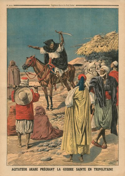 Agitador árabe predicando la Guerra Santa en Tripolitania, ilustración de 