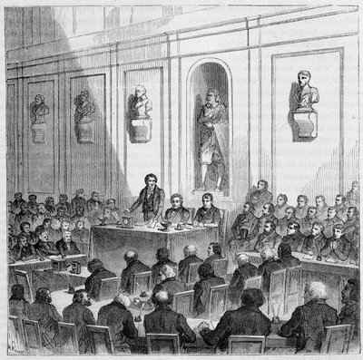 Arago anuncia el descubrimiento de Daguerre, en la sesión pública de la Academia de Ciencias del 10 de agosto de French School