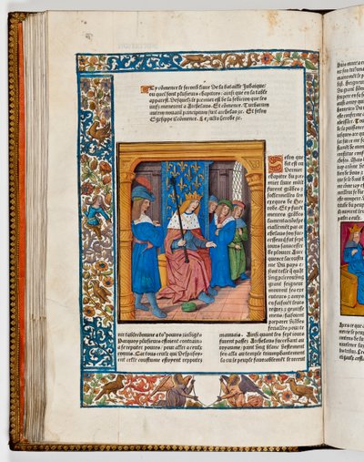 Arquelao en el trono después de la muerte de su padre Herodes el Grande, 4 a.C. (impresión coloreada a mano) de French School