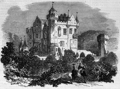 Arquitectura: vista exterior del Castillo de Abbotsford (1824), donde vivió el escritor Walter Scott. Escocia de French School