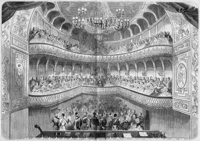 Arquitectura: vista interior del teatro (siglo XVIII) del palacio de Fontainebleau. Grabado en “Le Monde Illustré” n°61 del 12 de junio de 1858. de French School