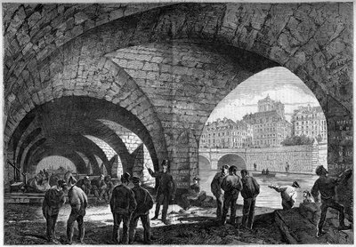 Arquitectura: vista de la bóveda subterránea del Quai de Gevres en París de French School