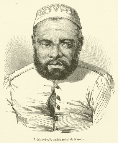 Ardrian-Souli, antiguo sultán de Mayotte (grabado) de French School