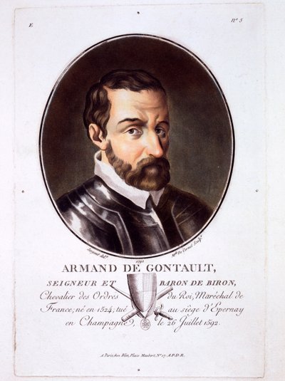 Armand de Gontaut, de Retratos de grandes hombres, mujeres ilustres y sujetos memorables de Francia, publicado en 1787-92 de French School