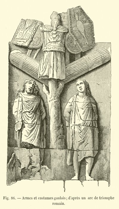 Armas y trajes galos; según un arco de triunfo romano de French School